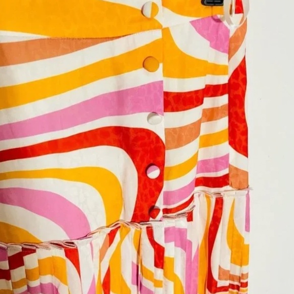 NWT Ted Baker Faidi Dropped Waist Pleated Retro Allover Print Midi Skirt 0/US 2 - Picture 7 of 16